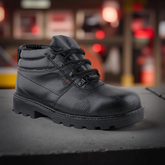 FUEL Flamingo HC Men's Black Lightweight PU Sole Industrial Safety Shoes with Impact Resistant (100 Joules)